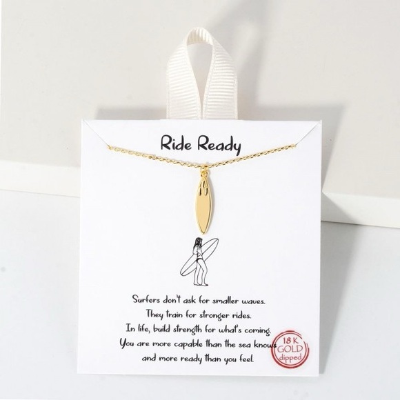 Jewelry - Gold Surfboard Pendant Necklace